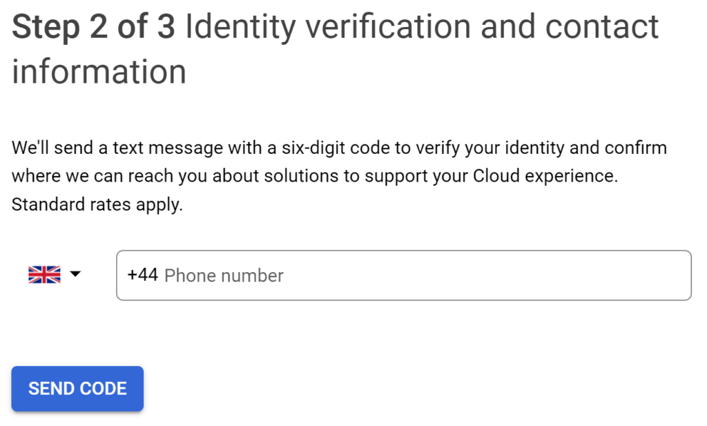 GCP account setup - identity verification