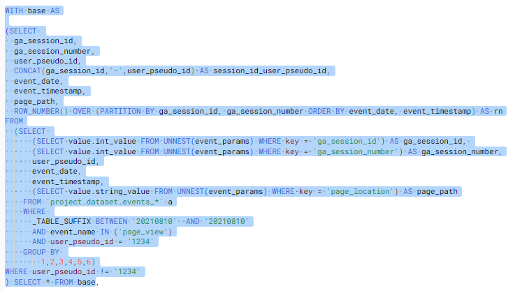 The first CTE has been added to the from segment of the code to create a subquery of the first CTE within the second CTE, this is to show you how you might see a subquery when you come to debug your SQL.